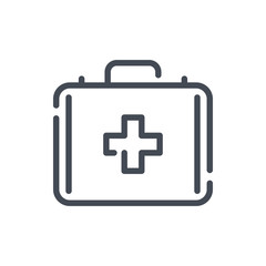 First aid kit line icon. Medical equipment case vector outline sign.