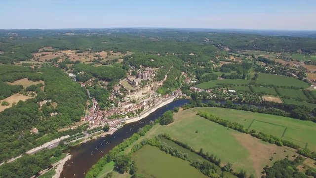 Beynac et Cazenac one of the most beautiful villages in France aerial shot