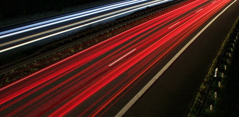 nocturnal light strips on a motorway