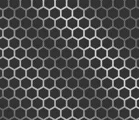 Shiny Silver Hexagon Grid Pattern / EPS10 Vector