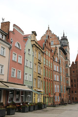 Plakat multi-colored buildings of the streets of Gdansk, Poland