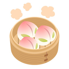 Fototapeta premium 桃饅頭・寿桃包（飲茶）