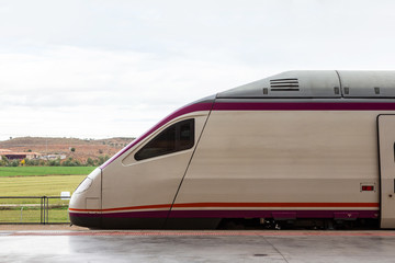 Obraz na płótnie Canvas a high-speed train car stands on a platform
