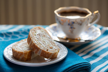 Roll cake filled with vanilla cream