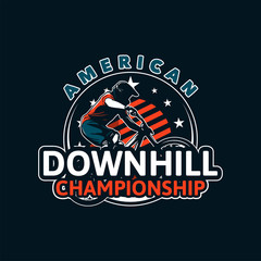 american downhill championship. badge, poster, flyer, t shirt design.