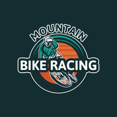 mountain bike racing. badge design for tournament. tshirt design