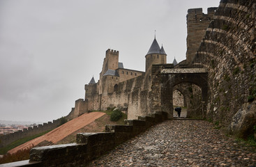 Fototapeta na wymiar Porte de l'Aude of the Citadel of Carcassonne. France