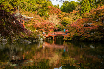 Fototapeta na wymiar 京都のお寺の紅葉シーズンの風景