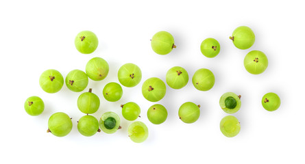 Indian gooseberry on white background. top view