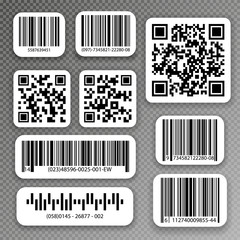 QR codes and barcode labels.