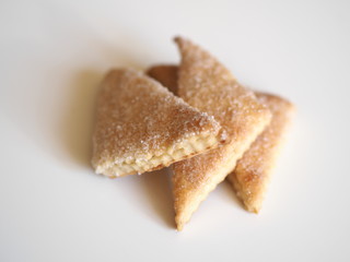 shortbread biscuits with sugar on a wooden rustic table