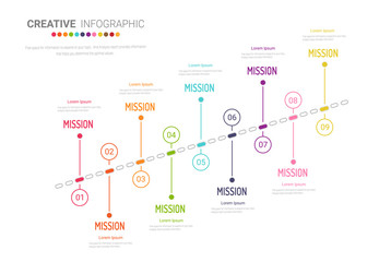 Infographic design elements for your business with 9 options, parts, steps or processes, Vector Illustration. 