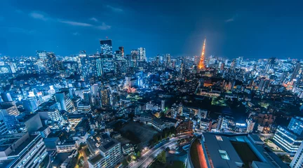 Fotobehang Panorama view of Tokyo city at night , JAPAN 東京スカイライン © 拓也 神崎