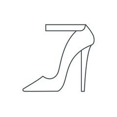 Female shoe with high heel. Elegant black slipper with spike heel on while background. Vector illustration. Good for wrapping, print, wallpaper.