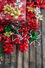 Christmas gifts and bows for wrapping