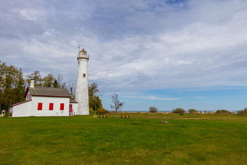 Fototapeta na wymiar Sturgeon Point Lighthouse. Sturgeon Point Lighthouse on the coast of Lake Huron in the Lower Peninsula of Michigan.