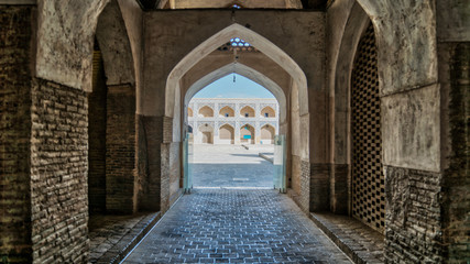The entrance door to the courtyard in Great Mosque of Jameh Mosque of Isfahan, Iran