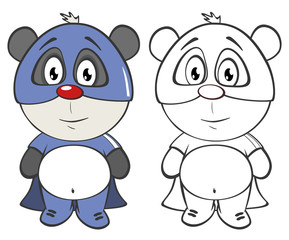 Vector Illustration of a Cute Cartoon Character Panda for you Design and Computer Game. Coloring Book Outline Set 