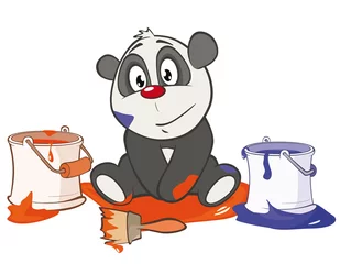 Gordijnen Vector Illustration of a Cute Panda. Cartoon Character  © liusa