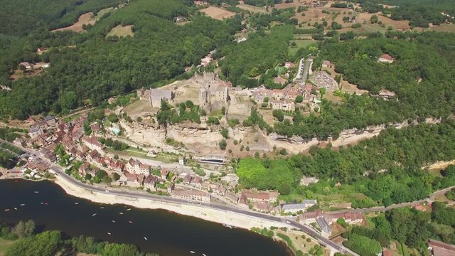 Beynac et Cazenac one of the most beautiful villages in France aerial shot
