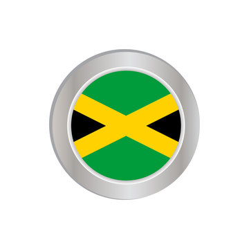 The simple flag of Jamaica is isolated in official colors (green,black and yellow), map pin, as the original