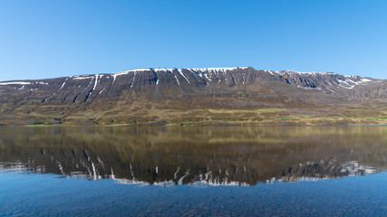 Fototapeta na wymiar Lake Ljosavatn in North Iceland near Akureyri in summer day.