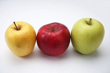 Colorful apples isolated on a light background