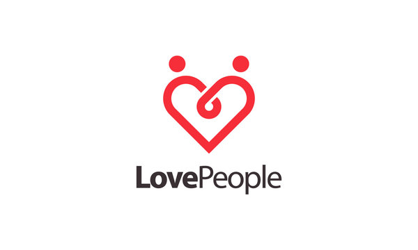 Combination logo from heart and people symbol logo design concept