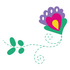 beautiful flowers and leafs garden decorative icon