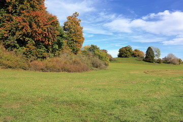 idyllic landscape with blue sky