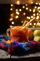 Mexican hot  christmas punch also called "ponche" with fruits