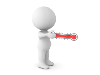 3D Character holding hot thermometor