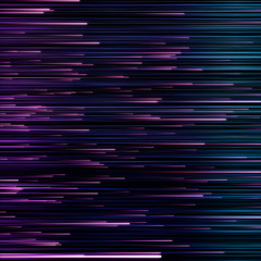 Neon abstract lines design on dark background. Print. Pink and plue dynamic stripes