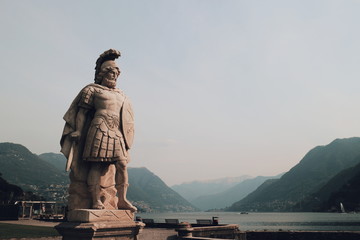 Statue in lake Como, Italy