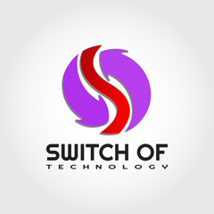 Technology logo design, arrow and letter S combination, illustration element