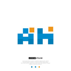 AH A H Logo Monogram with Blue and yellow Colors. modern letter logo