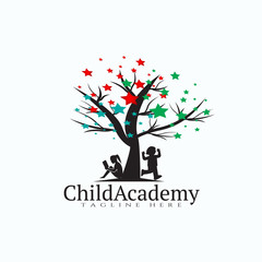 Obraz na płótnie Canvas Child Academy logo design, kid Education icon, illustration element -vector