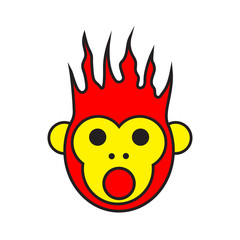 Fiery monkey. Vector illustration.