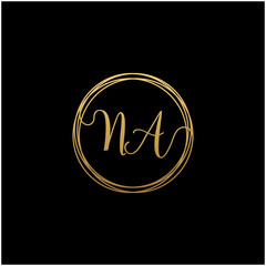 Fototapeta na wymiar initial letter NA handwritten with circle element template. Creative fashion logo design, couple initial name , beauty icon. Logo with hand drawn style for wedding concept - vector
