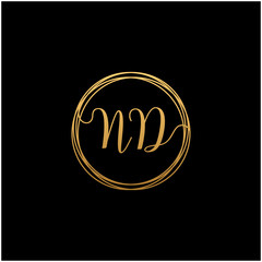 initial letter ND handwritten with circle element template. Creative fashion logo design, couple initial name , beauty icon. Logo with hand drawn style for wedding concept - vector