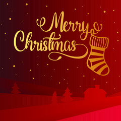 Merry christmas banner, paper cut