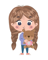 Isolated girl cartoon with toy vector design