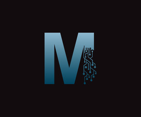 Digital M Letter Network  Data Logo Icon