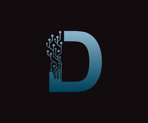 Digital D Letter Network  Data Logo Icon