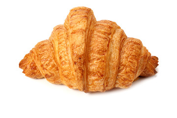 one fresh croissant isolated on white background