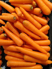 Top view of carrot on a stall for background.