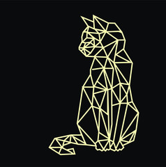 Contour cat. Tattoo sketch, brooch element, design for clothes.