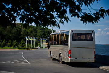 Fototapeta premium Regional bus, for transportation of people between cities and villages