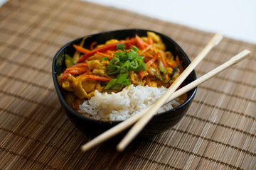Asian food in a restaurant