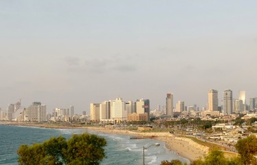 skyline of Tel Aviv with beachfront